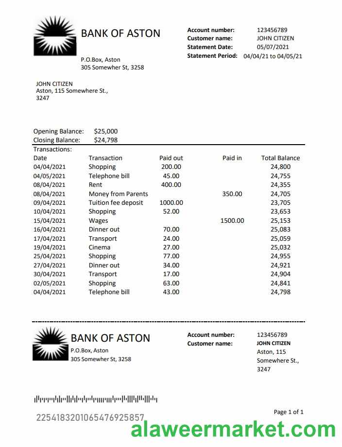 United Kingdom Bank of Aston excel pdf